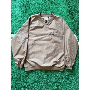 North End Windbreaker Pullover Mens Large Tan Excellent Golf Pride V-Neck Jacket